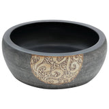 Vidaxl opzetwasbak rond φ41x14 cm keramiek zwart en bruin - afbeelding 3