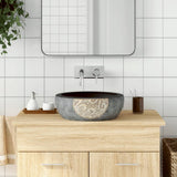 Vidaxl opzetwasbak rond φ41x14 cm keramiek zwart en bruin - afbeelding 1