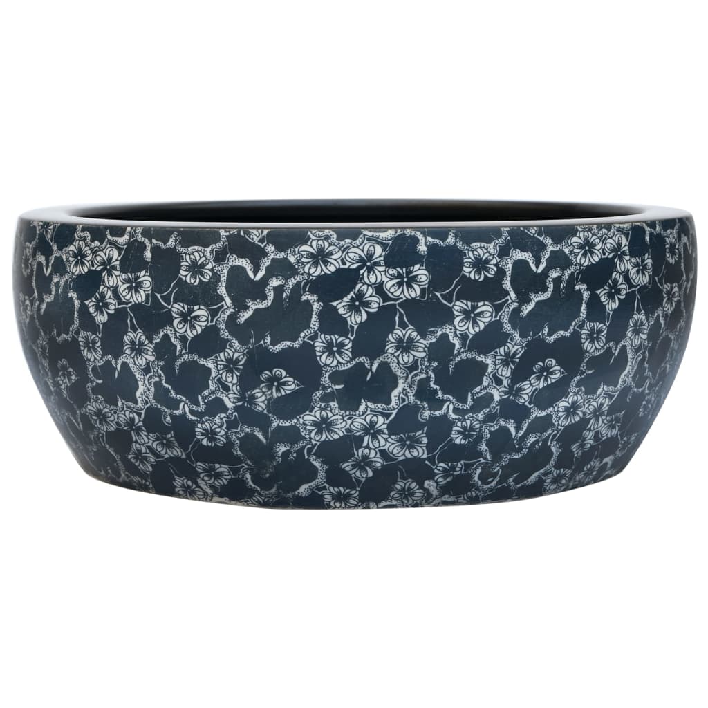 Vidaxl opzetwasbak rond φ41x14 cm keramiek zwart en blauw