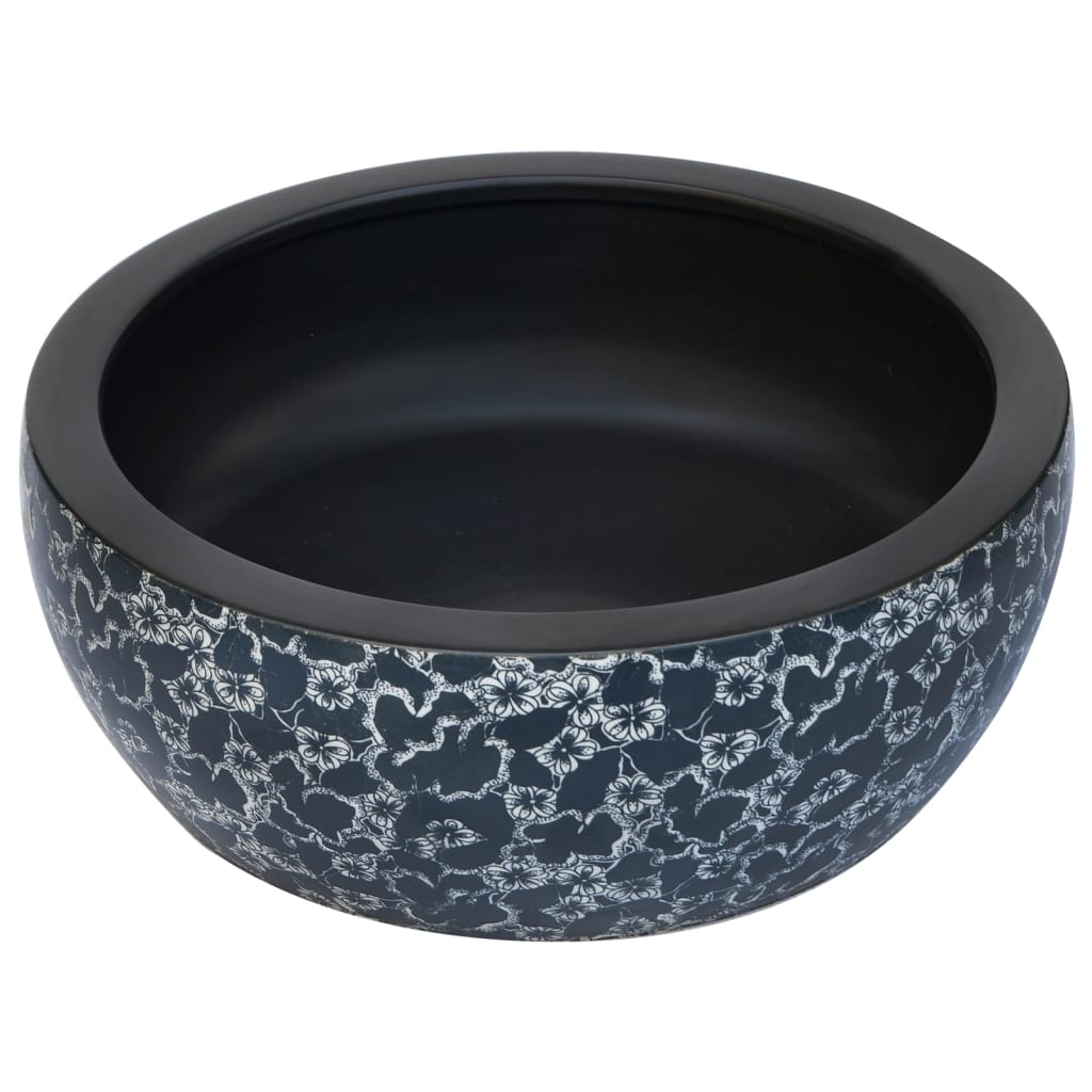 Vidaxl opzetwasbak rond φ41x14 cm keramiek zwart en blauw