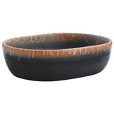 Vidaxl opzetwasbak ovaal 47x33x13 cm keramiek zwart en oranje - afbeelding 2