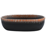Vidaxl opzetwasbak ovaal 47x33x13 cm keramiek zwart en oranje - afbeelding 3