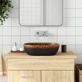 Vidaxl opzetwasbak ovaal 47x33x13 cm keramiek zwart en oranje - afbeelding 1