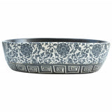 Vidaxl opzetwasbak ovaal 47x33x13 cm keramiek zwart en blauw - afbeelding 3