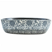 Vidaxl opzetwasbak ovaal 47x33x13 cm keramiek zwart en blauw - afbeelding 3