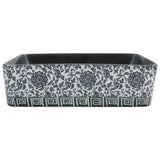 Vidaxl opzetwasbak rechthoekig 46x35,5x13 cm keramiek zwart en blauw - afbeelding 3
