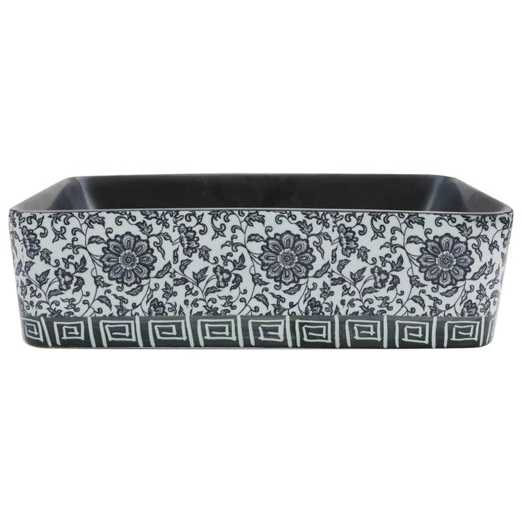 Vidaxl opzetwasbak rechthoekig 46x35,5x13 cm keramiek zwart en blauw
