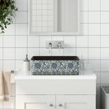 Vidaxl opzetwasbak rechthoekig 46x35,5x13 cm keramiek zwart en blauw - afbeelding 1