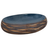 Vidaxl opzetwasbak ovaal 59x40x15 cm keramiek bruin en blauw - afbeelding 2