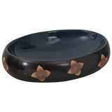 Vidaxl opzetwasbak ovaal 59x40x15 cm keramiek zwart en blauw - afbeelding 2