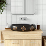 Vidaxl opzetwasbak ovaal 59x40x15 cm keramiek zwart en blauw - afbeelding 1