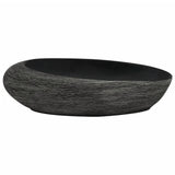 Vidaxl opzetwasbak ovaal 59x40x14 cm keramiek grijs en zwart - afbeelding 3