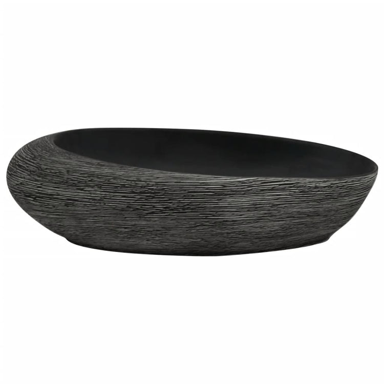 Vidaxl opzetwasbak ovaal 59x40x14 cm keramiek grijs en zwart