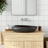 Vidaxl opzetwasbak ovaal 59x40x14 cm keramiek grijs en zwart - afbeelding 1