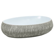 Vidaxl opzetwasbak ovaal 59x40x15 cm keramiek grijs en blauw - afbeelding 2