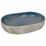 Vidaxl opzetwasbak ovaal 59x40x14 cm keramiek zandkleurig en blauw - afbeelding 2