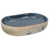 Vidaxl opzetwasbak ovaal 59x40x14 cm keramiek zandkleurig en blauw - afbeelding 2