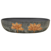 Vidaxl opzetwasbak ovaal 59x40x14 cm keramiek grijs en zwart - afbeelding 3