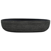 Vidaxl opzetwasbak ovaal 59x40x14 cm keramiek grijs en zwart - afbeelding 3