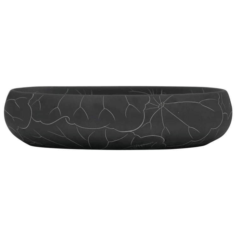 Vidaxl opzetwasbak ovaal 59x40x15 cm keramiek zwart
