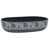 Vidaxl opzetwasbak ovaal 59x40x14 cm keramiek zwart en blauw - afbeelding 2