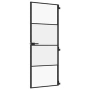 Vidaxl binnendeur smal 76x201,5 cm gehard glas en aluminium zwart - afbeelding 2