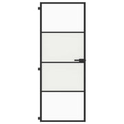 Vidaxl binnendeur smal 76x201,5 cm gehard glas en aluminium zwart - afbeelding 3