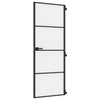 Vidaxl binnendeur smal 76x201,5 cm gehard glas en aluminium zwart