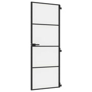 Vidaxl binnendeur smal 76x201,5 cm gehard glas en aluminium zwart - afbeelding 2