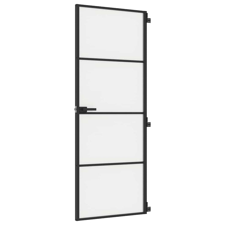 Vidaxl binnendeur smal 76x201,5 cm gehard glas en aluminium zwart
