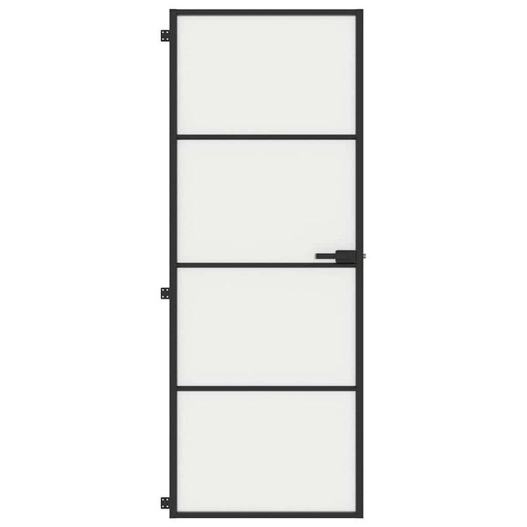 Vidaxl binnendeur smal 76x201,5 cm gehard glas en aluminium zwart