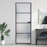 Vidaxl binnendeur smal 76x201,5 cm gehard glas en aluminium zwart - afbeelding 1