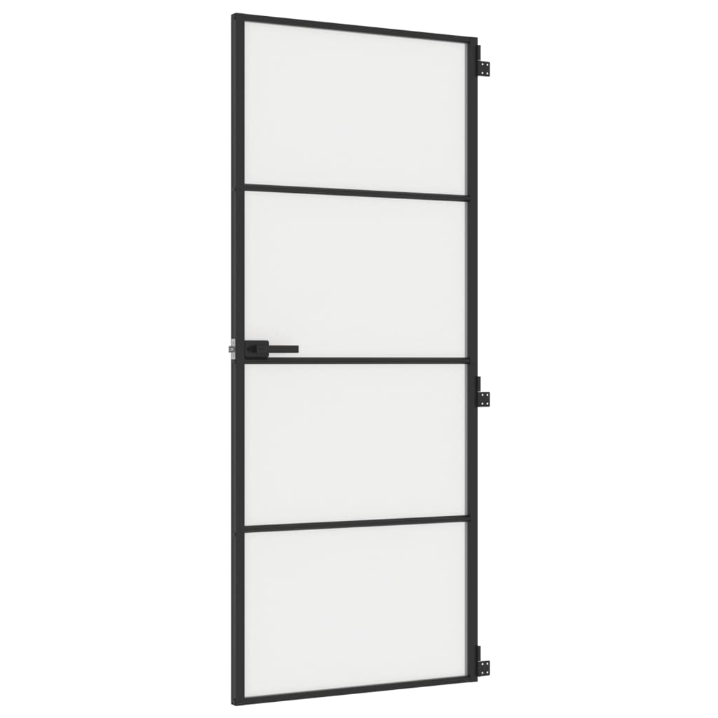 Vidaxl binnendeur smal 83x201,5 cm gehard glas en aluminium zwart