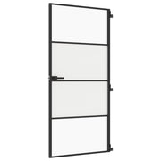Vidaxl binnendeur smal 93x201,5 cm gehard glas en aluminium zwart - afbeelding 2
