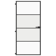 Vidaxl binnendeur smal 93x201,5 cm gehard glas en aluminium zwart - afbeelding 3
