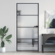 Vidaxl binnendeur smal 93x201,5 cm gehard glas en aluminium zwart - afbeelding 1