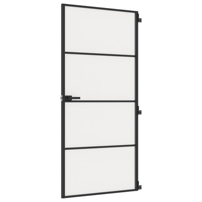 Vidaxl binnendeur smal 93x201,5 cm gehard glas en aluminium zwart