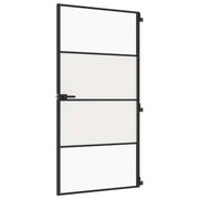 Vidaxl binnendeur smal 102,5x201,5 cm gehard glas en aluminium zwart - afbeelding 2