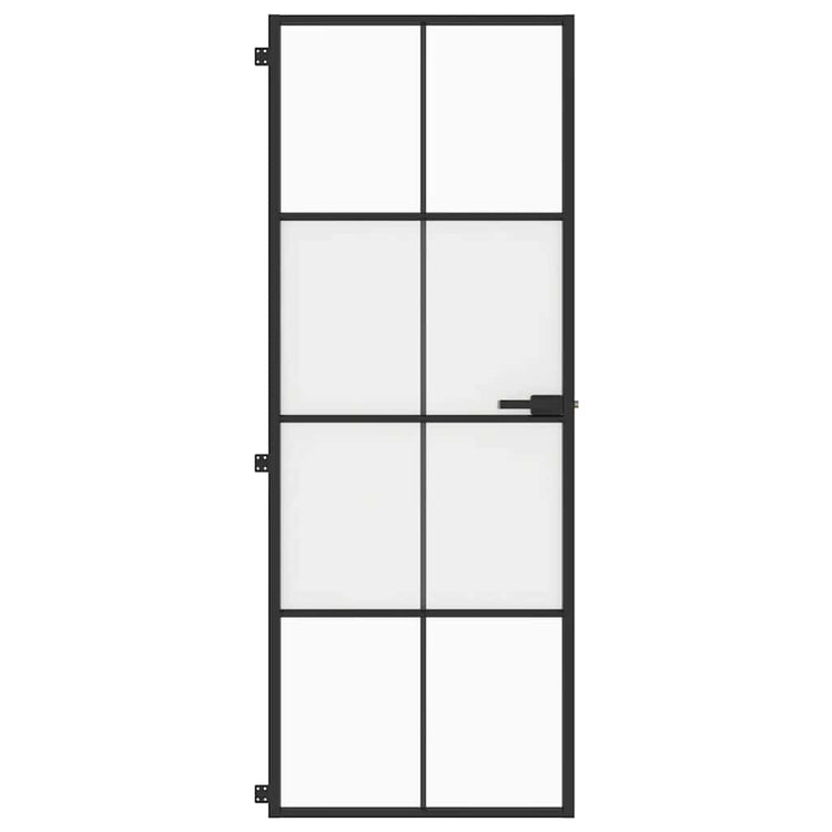 Vidaxl binnendeur smal 76x201,5 cm gehard glas en aluminium zwart
