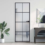 Vidaxl binnendeur smal 76x201,5 cm gehard glas en aluminium zwart - afbeelding 1