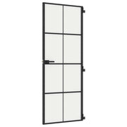 Vidaxl binnendeur smal 76x201,5 cm gehard glas en aluminium zwart - afbeelding 2