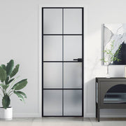 Vidaxl binnendeur smal 76x201,5 cm gehard glas en aluminium zwart - afbeelding 1