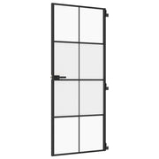 Vidaxl binnendeur smal 83x201,5 cm gehard glas en aluminium zwart - afbeelding 2