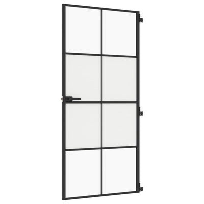 Vidaxl binnendeur smal 93x201,5 cm gehard glas en aluminium zwart