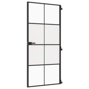Vidaxl binnendeur smal 93x201,5 cm gehard glas en aluminium zwart - afbeelding 2