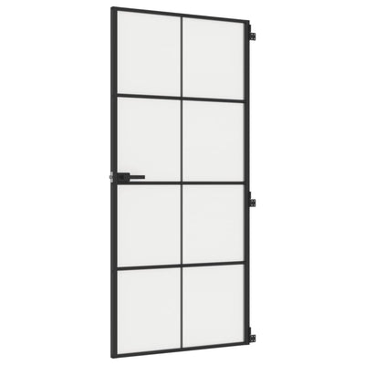 Vidaxl binnendeur smal 93x201,5 cm gehard glas en aluminium zwart