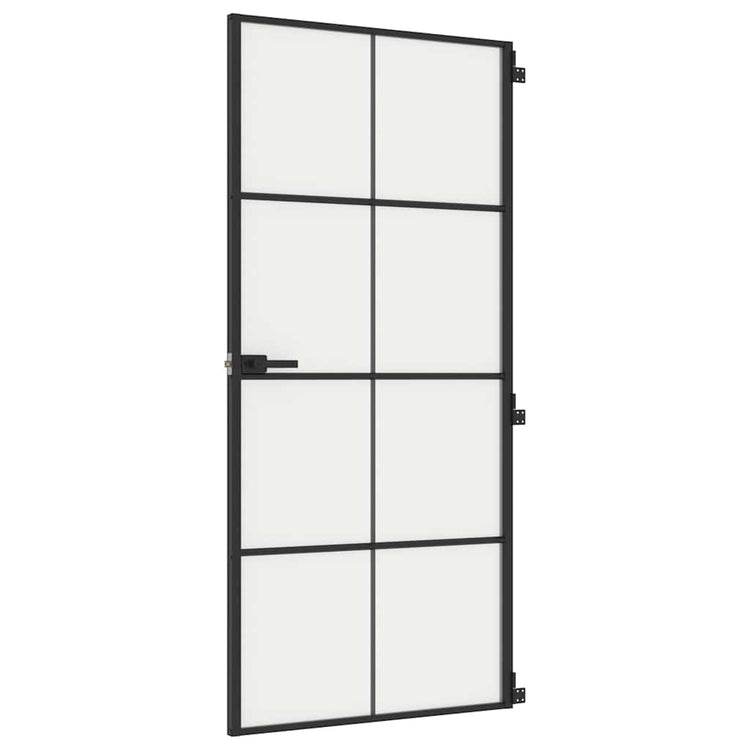 Vidaxl binnendeur smal 93x201,5 cm gehard glas en aluminium zwart