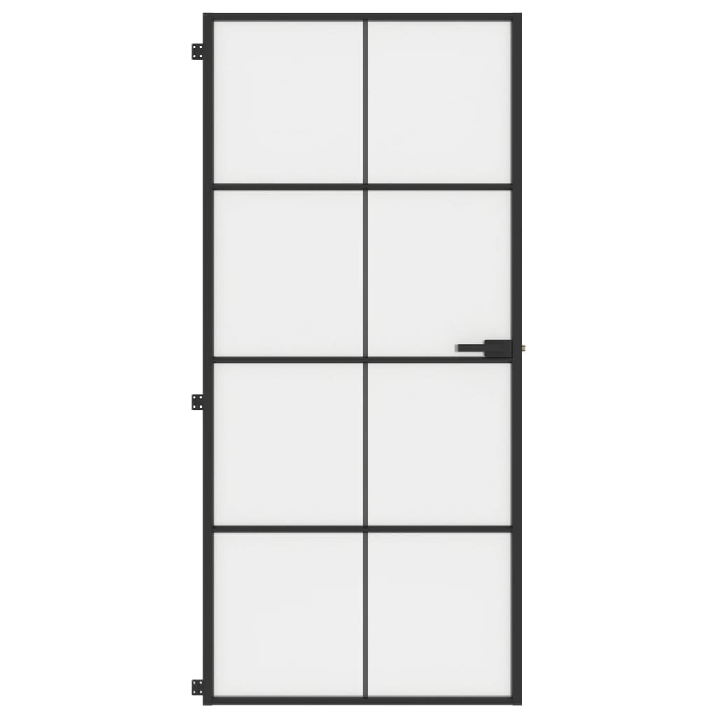 Vidaxl binnendeur smal 93x201,5 cm gehard glas en aluminium zwart