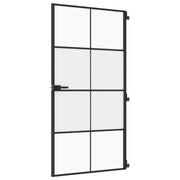Vidaxl binnendeur smal 102,5x201,5 cm gehard glas en aluminium zwart - afbeelding 2