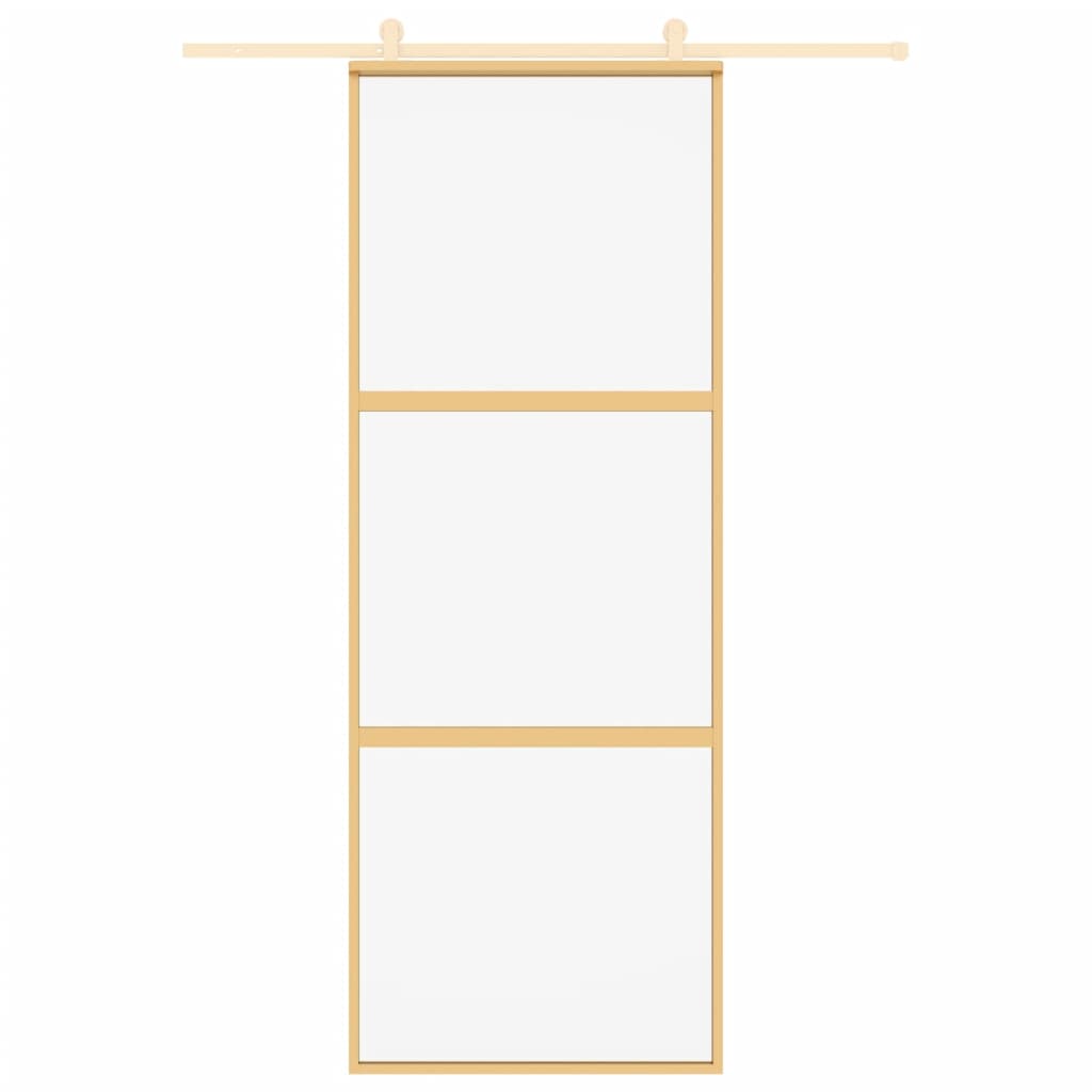 Vidaxl schuifdeur 76x205 cm helder esg-glas en aluminium goudkleurig